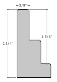 This Stair-step shaped canvas floater frame features a natural finish, with a 1-5/8" depth for artworks.

*Note: These solid wood, custom canvas floaters are for stretched canvas prints and paintings, and raised wood panels.